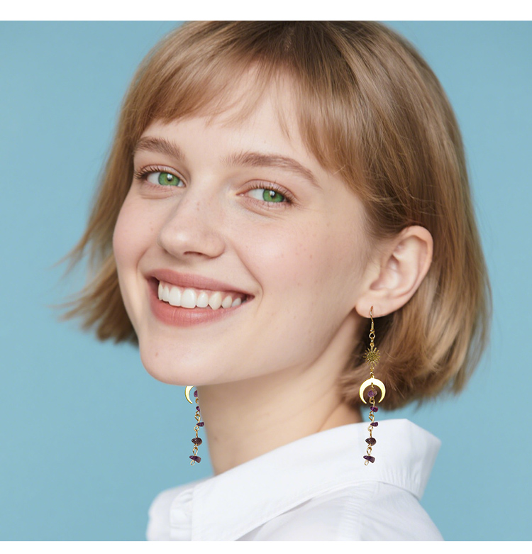 Celestial Harmony Drop Earrings – Moon
