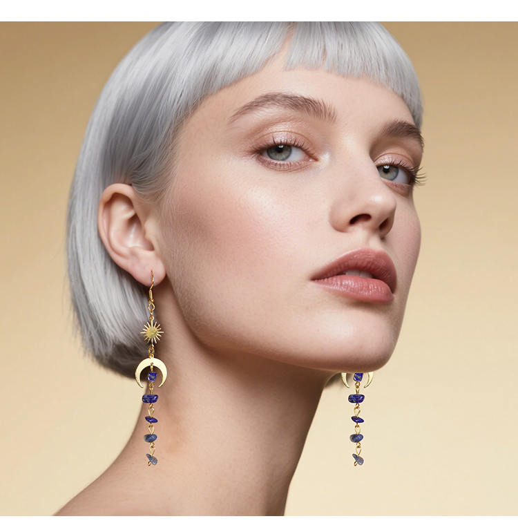Celestial Harmony Drop Earrings – Moon