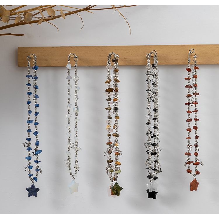 Starlight Guardian Natural Stone Pendant Necklace – 35 7cm
