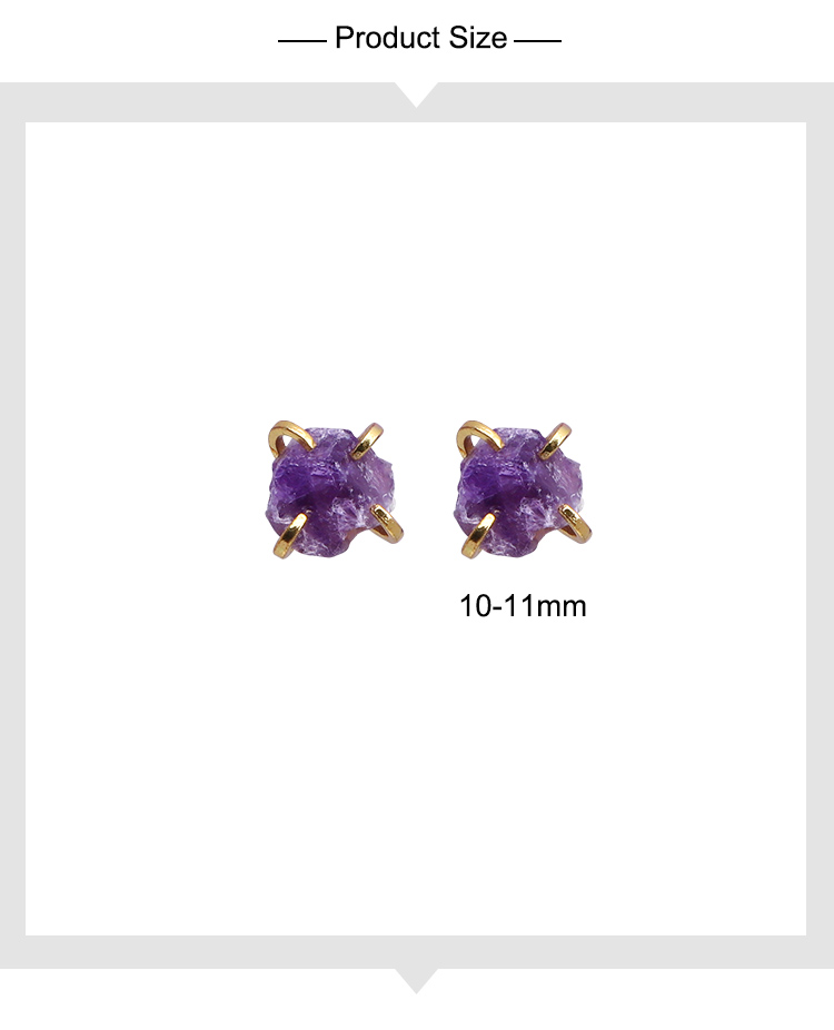 Raw Elegance Natural Gemstone Stud Earrings – Prong Set, 10–12mm