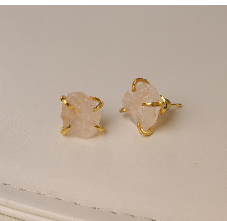 Raw Elegance Natural Gemstone Stud Earrings – Prong Set, 10–12mm