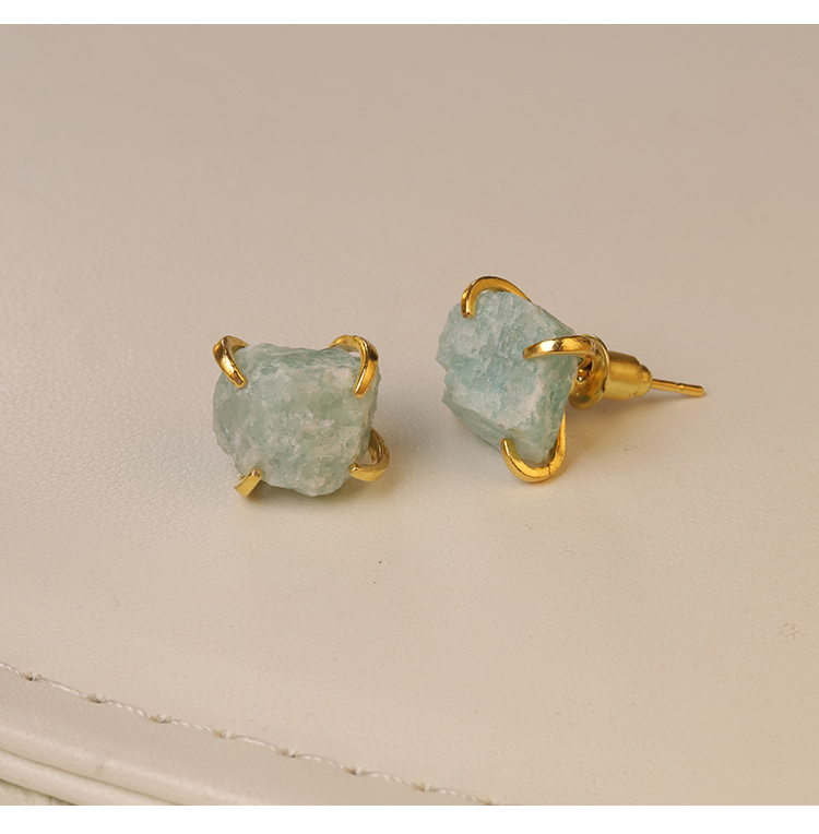 Raw Elegance Natural Gemstone Stud Earrings – Prong Set, 10–12mm