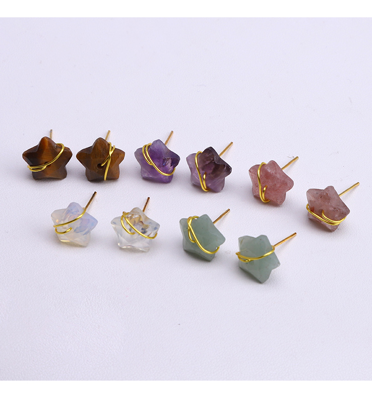 Wishing Star Wire-Wrapped Gemstone Stud Earrings – 12mm