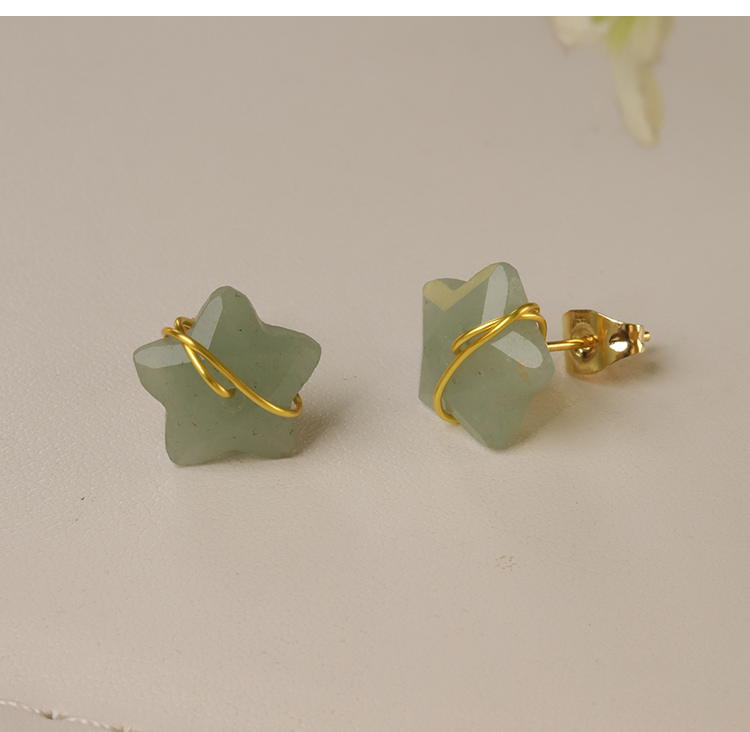 Wishing Star Wire-Wrapped Gemstone Stud Earrings – 12mm