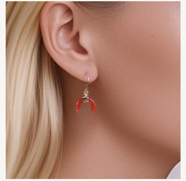 Lunar Gemstone Moon Earrings – 14×16mm