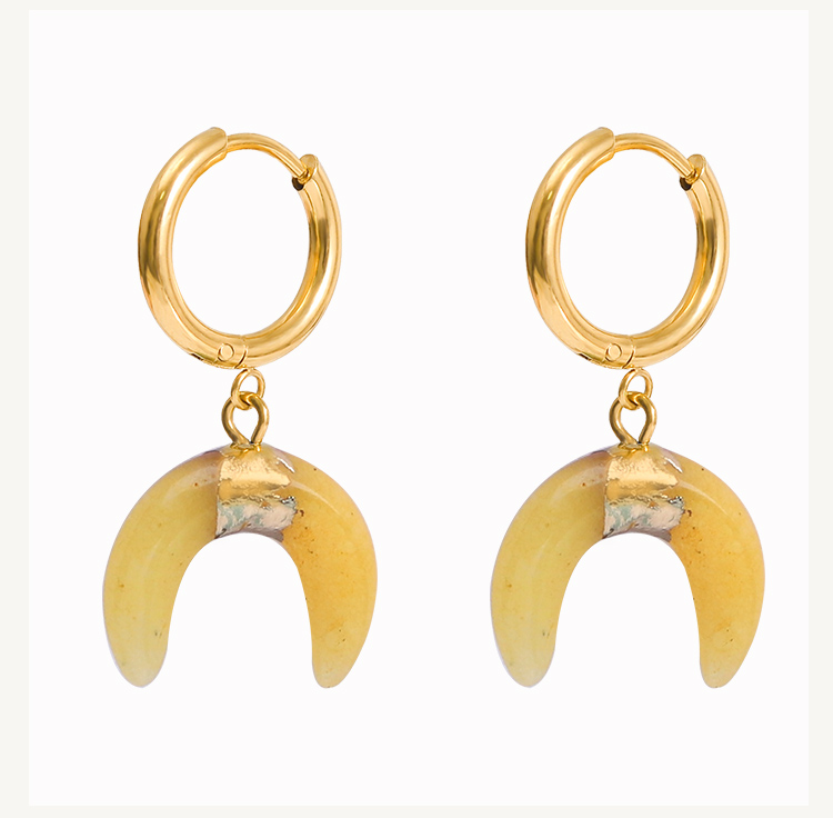 Lunar Gemstone Moon Earrings – 14×16mm