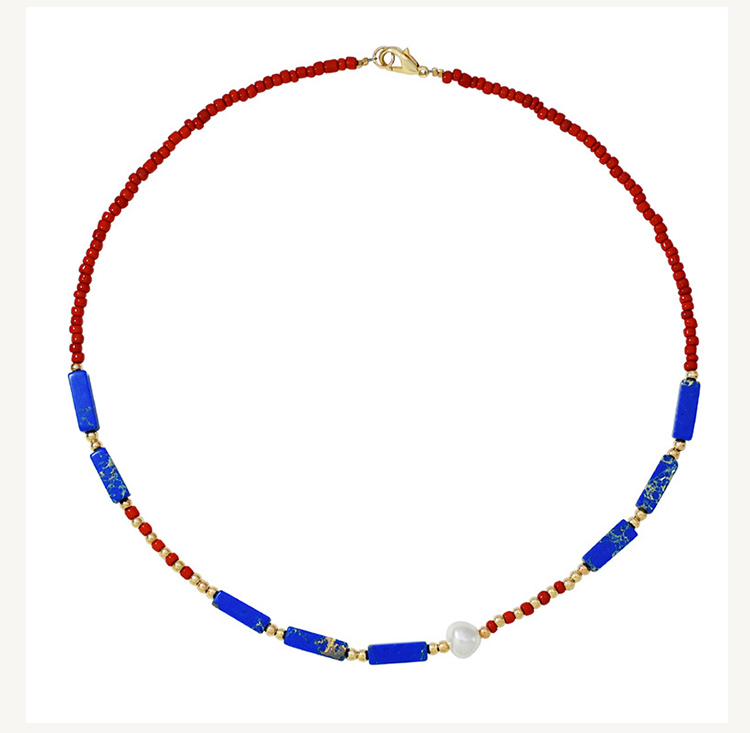 Boho Gem Bead Necklace – 16 inches