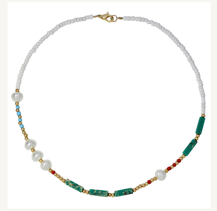 Boho Gem Bead Necklace – 16 inches