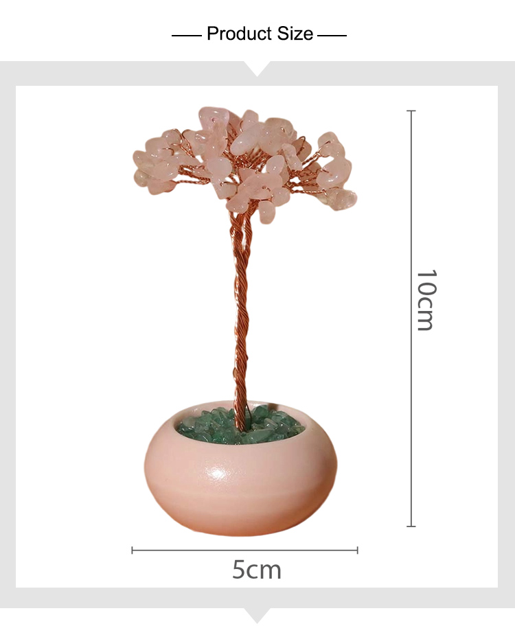 Mini Round Base Gemstone Money Tree – Crystal – 5x10cm