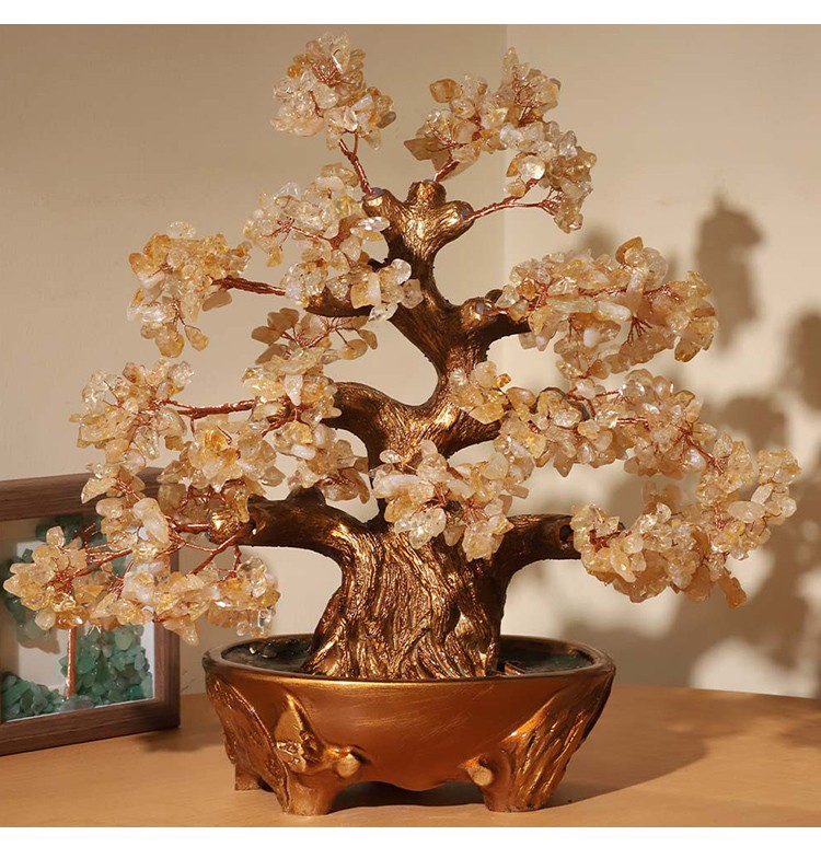 Large Gemstone Tree with Resin Base – 30×30cm Citrine, Amethyst, Rose Quartz, Rainbow Crystals