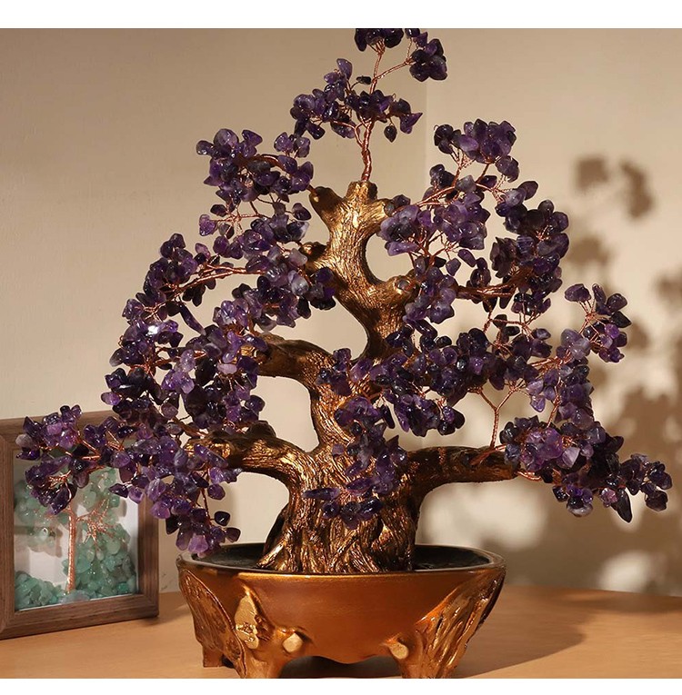 Large Gemstone Tree with Resin Base – 30×30cm Citrine, Amethyst, Rose Quartz, Rainbow Crystals