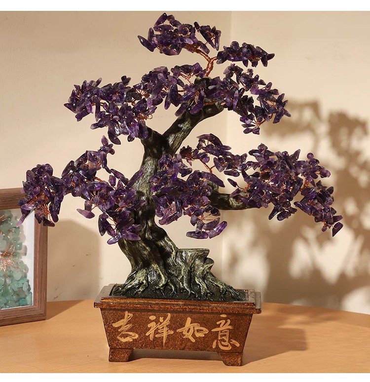 Gemstone Trees with Resin Base – 29×27cm Citrine, Amethyst, Rose Quartz
