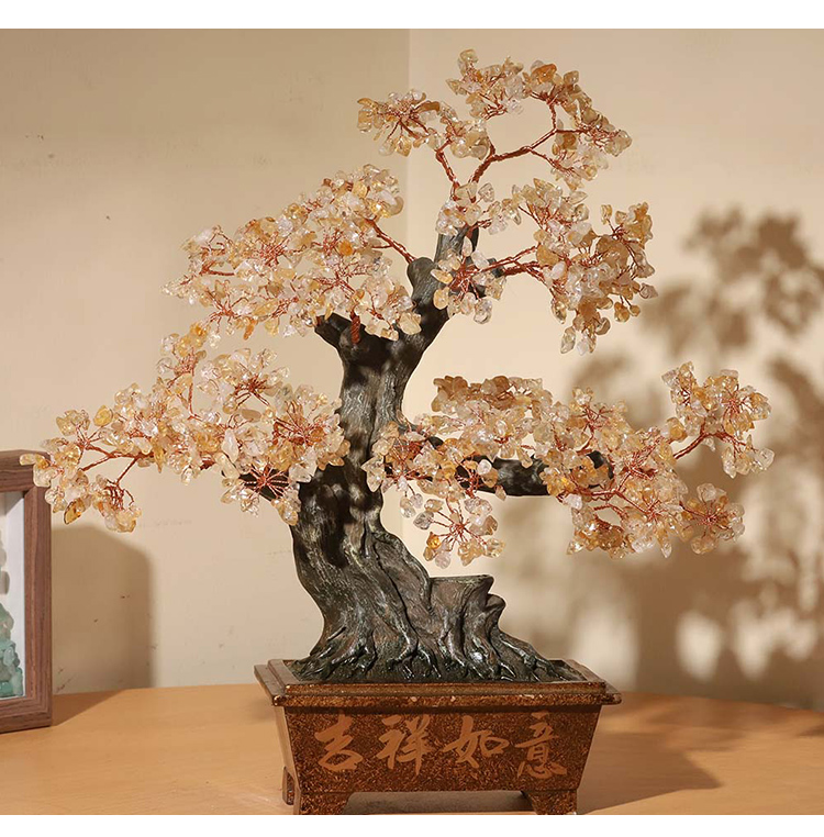 Gemstone Trees with Resin Base – 29×27cm Citrine, Amethyst, Rose Quartz