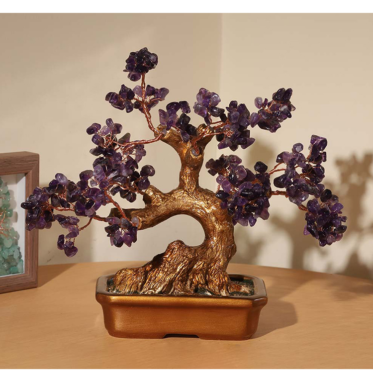Gemstone Trees with Resin Base – 21×21cm