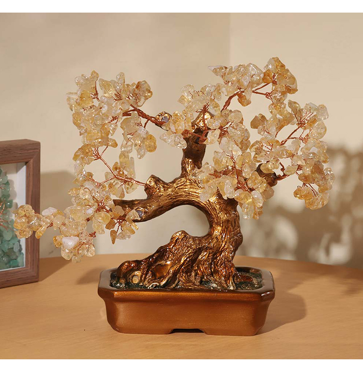 Gemstone Trees with Resin Base – 21×21cm