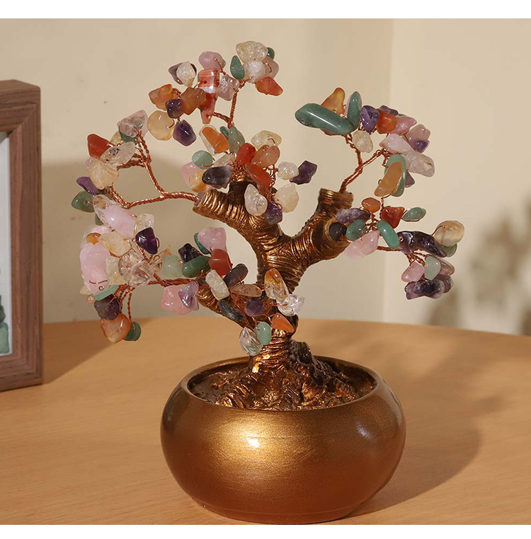Gemstone Trees with Resin Base – 23×23cm