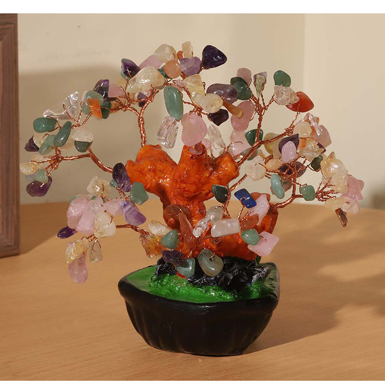 Heart-Shaped Base Gemstone Trees – 13×13cm