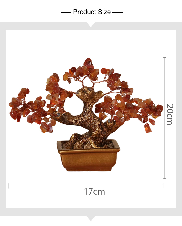Mini Prosperity Gem Trees with Golden Pot – 20×17cm