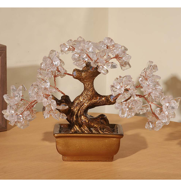 Mini Prosperity Gem Trees with Golden Pot – 20×17cm