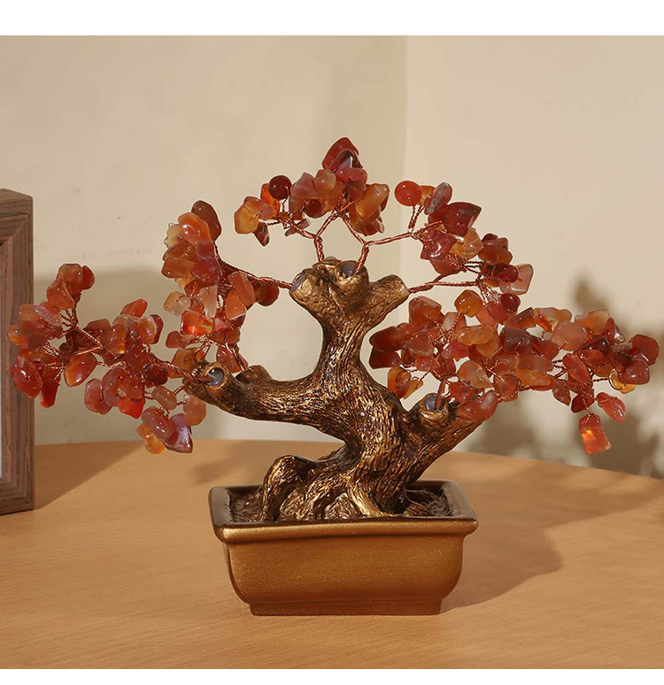 Mini Prosperity Gem Trees with Golden Pot – 20×17cm