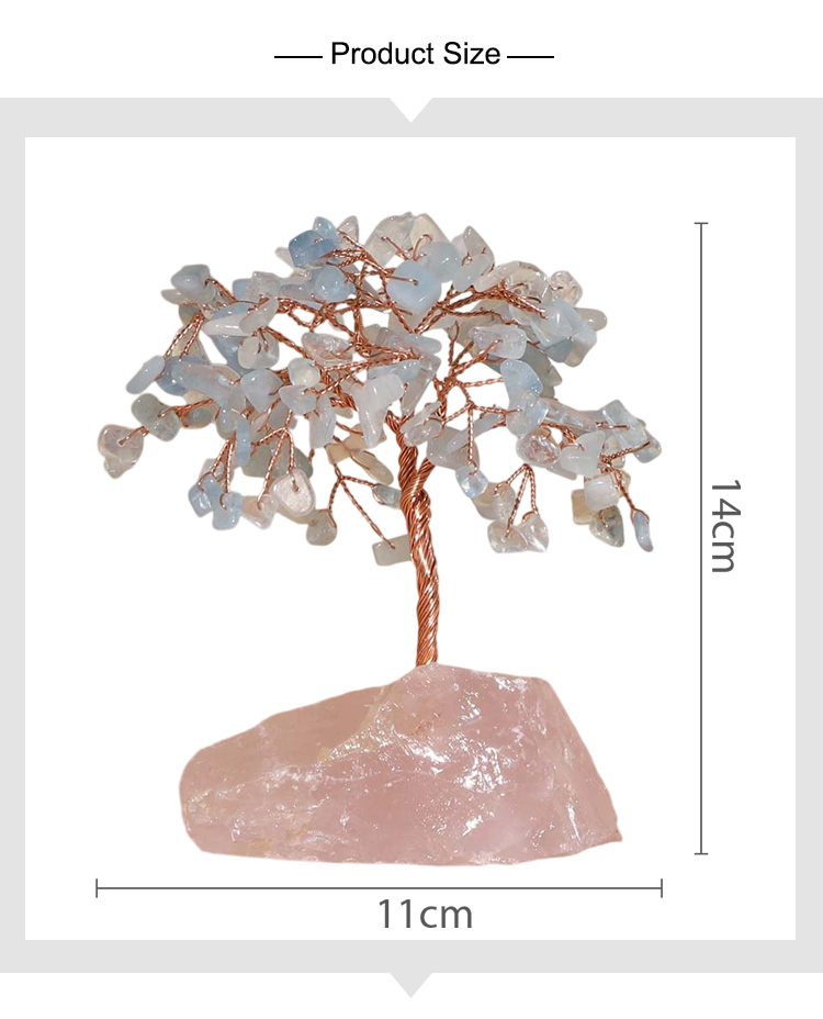Gemstone Trees on Rose Quartz Base – 14×11cm