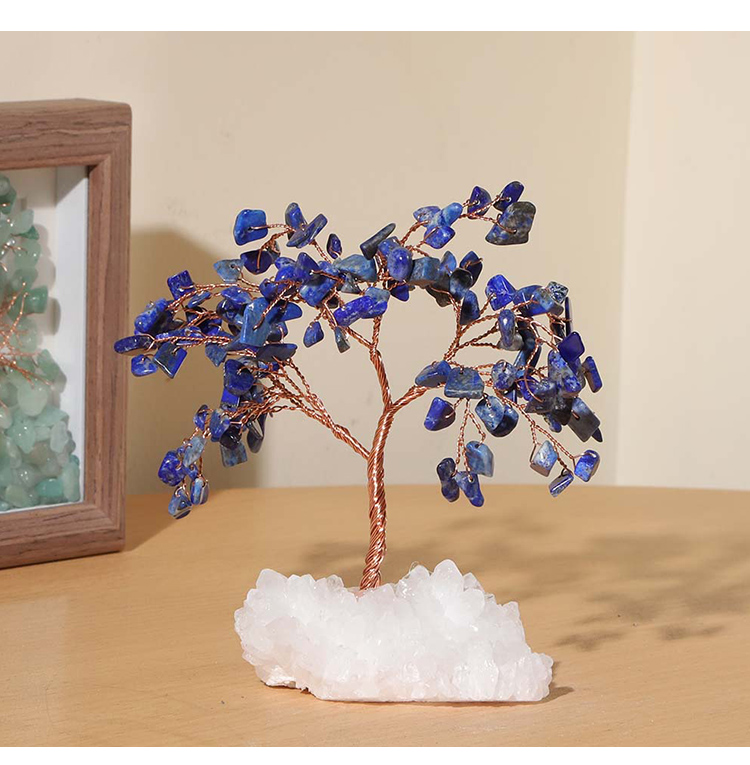 Crystal Chip Gemstone Trees on Clear Quartz Tribe Base – 11×11cm