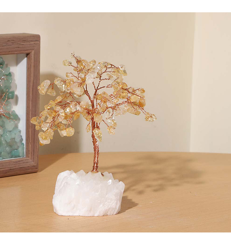 Crystal Chip Gemstone Trees on Clear Quartz Tribe Base – 11×11cm