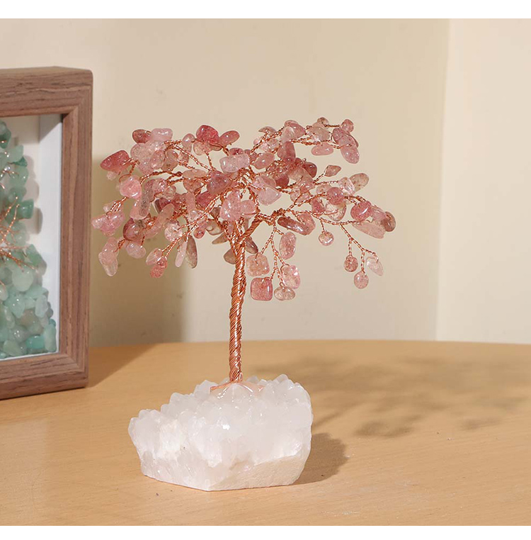 Crystal Chip Gemstone Trees on Clear Quartz Tribe Base – 11×11cm