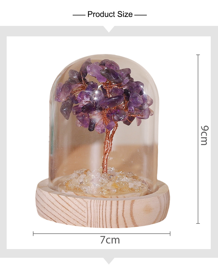 Mini Gemstone Trees in Glass Dome – 9×7cm