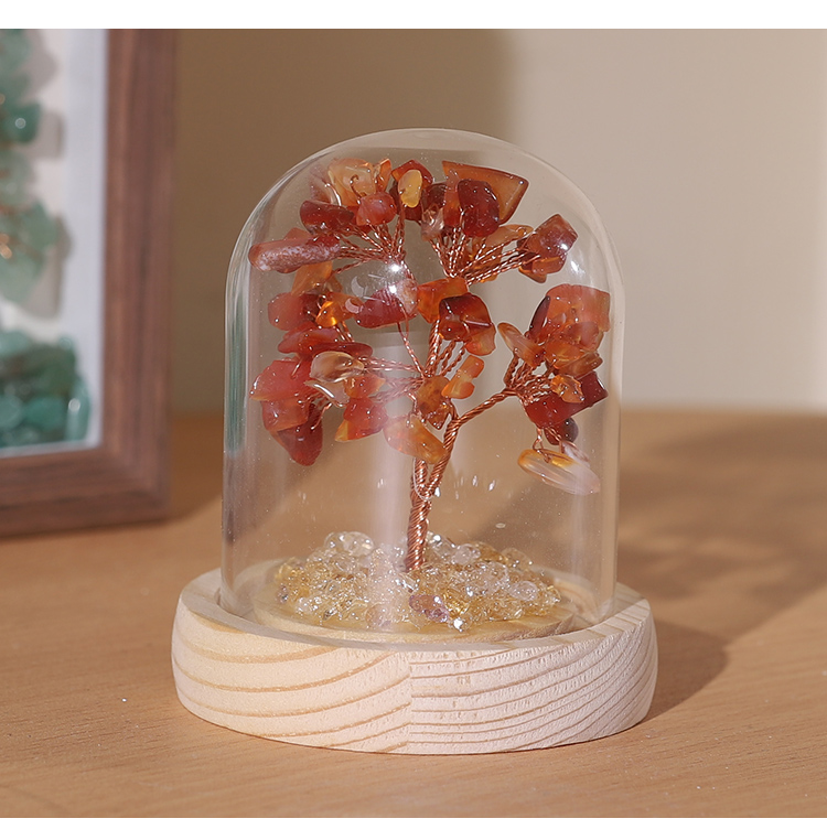 Mini Gemstone Trees in Glass Dome – 9×7cm