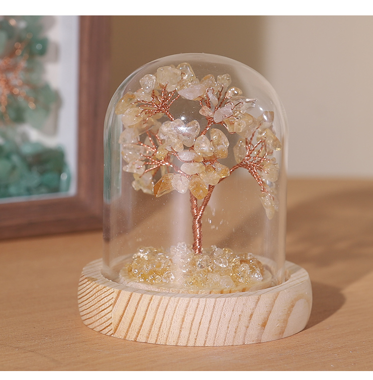 Mini Gemstone Trees in Glass Dome – 9×7cm