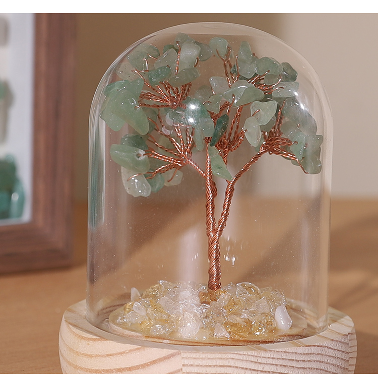 Mini Gemstone Trees in Glass Dome – 9×7cm