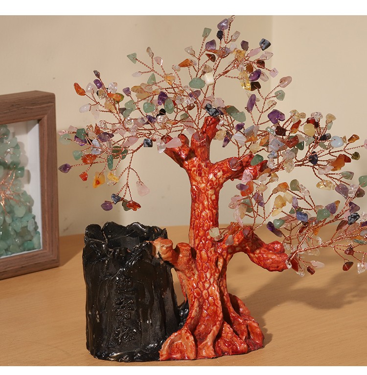 Gemstone Trees with Pen Holder – Welcome Pine Design, 18×17cm