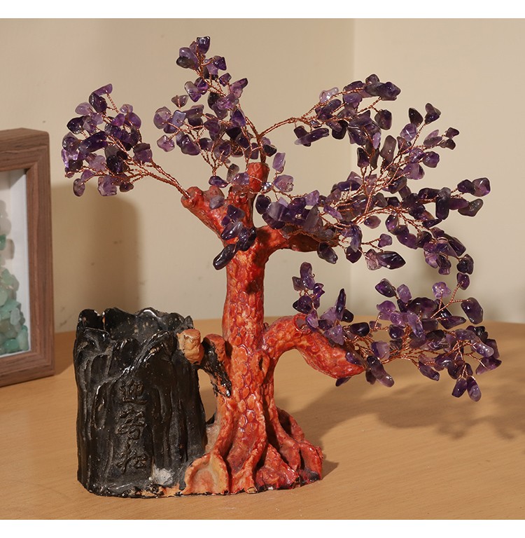 Gemstone Trees with Pen Holder – Welcome Pine Design, 18×17cm