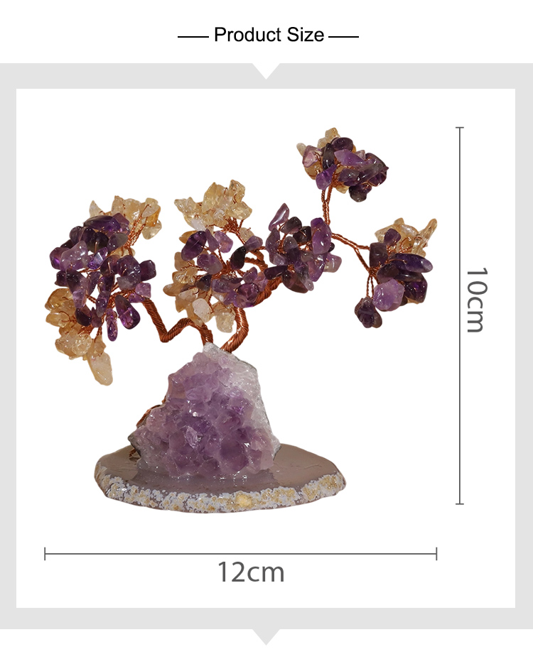 Crystal Tree Collection – 12×10cm Amethyst Cluster with Agate Slice Base