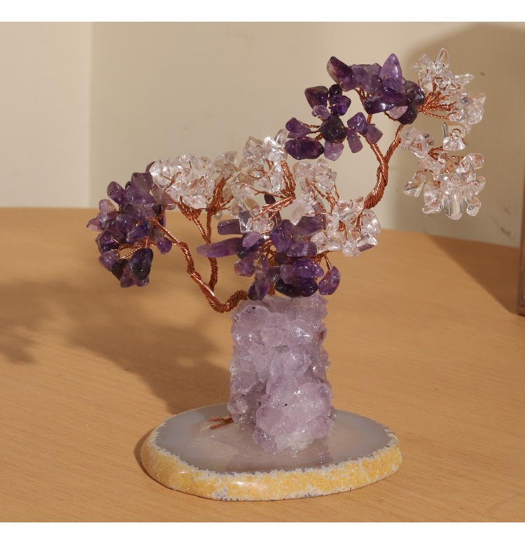 Crystal Tree Collection – 12×10cm Amethyst Cluster with Agate Slice Base