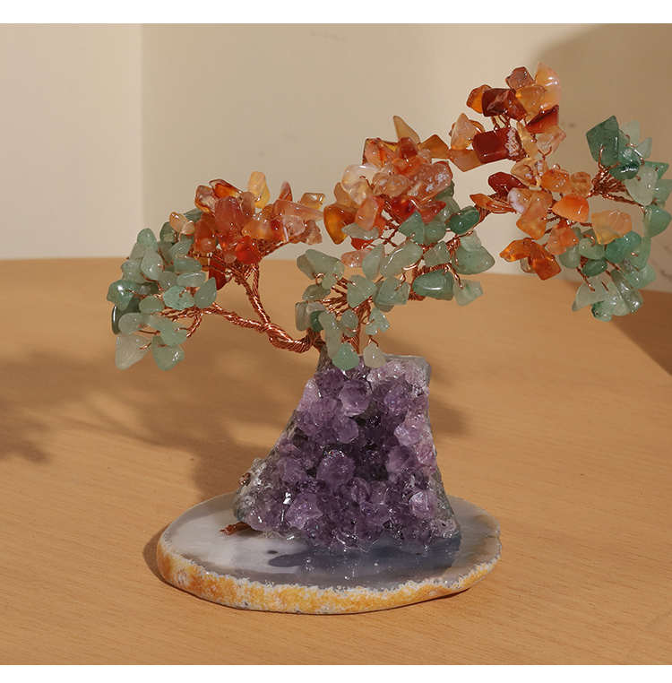 Crystal Tree Collection – 12×10cm Amethyst Cluster with Agate Slice Base