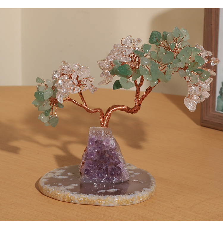 Crystal Tree Collection – 12×10cm Amethyst Cluster with Agate Slice Base