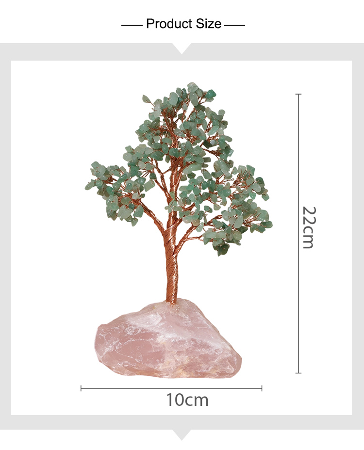 Gemstone Trees on Rose Quartz Block Base – 22×10cm