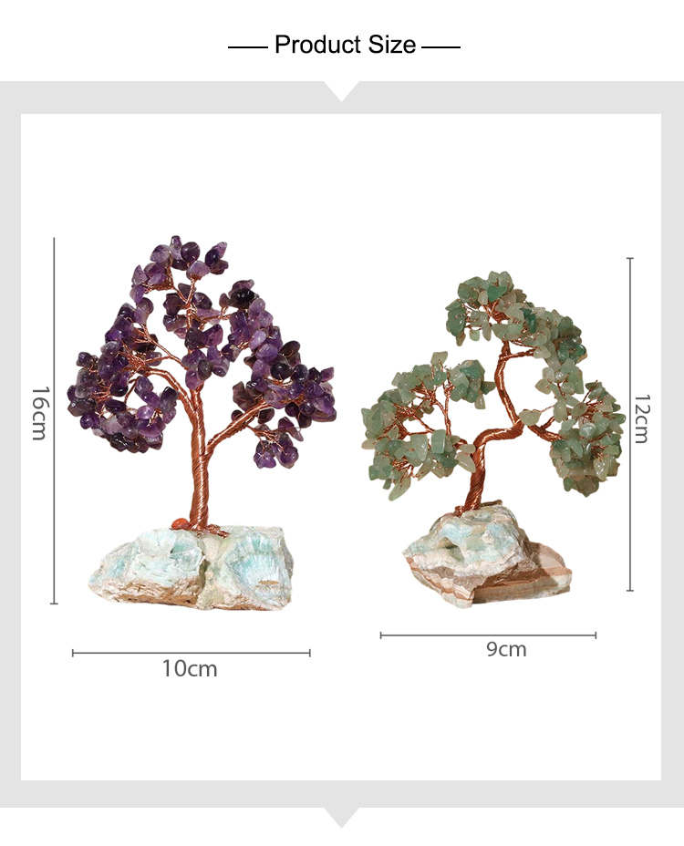 Gemstone Trees on Tourmaline Base – 16×10cm