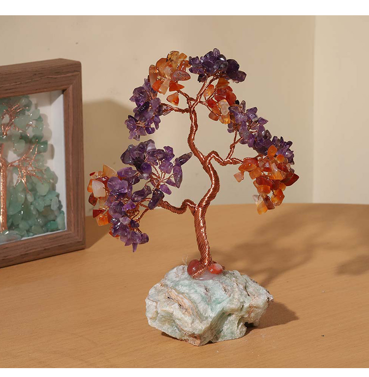 Gemstone Trees on Tourmaline Base – 16×10cm