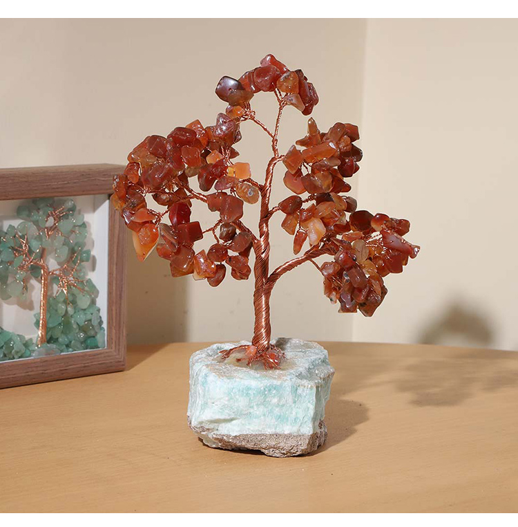 Gemstone Trees on Tourmaline Base – 16×10cm