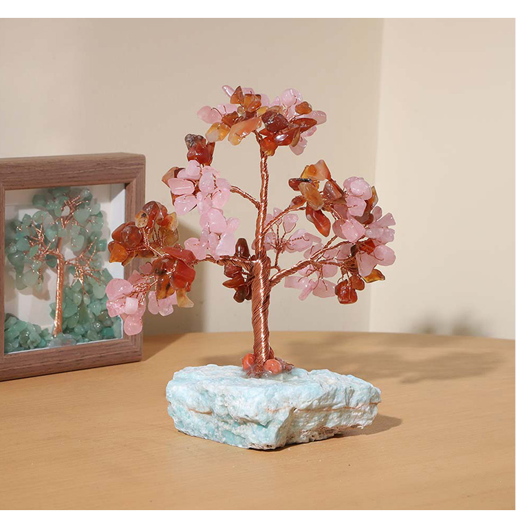 Gemstone Trees on Tourmaline Base – 16×10cm