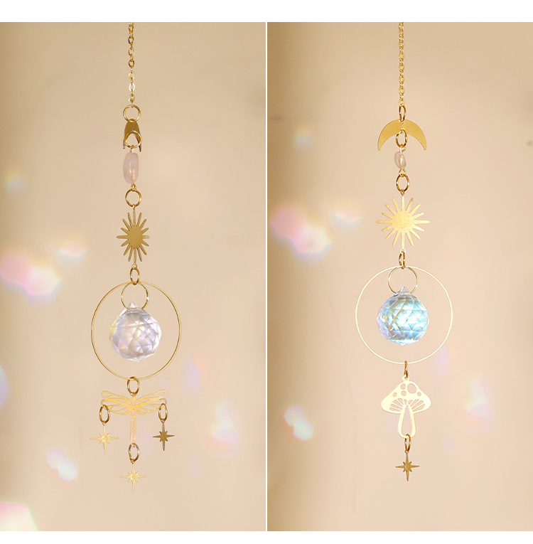 Boho Brass Wind Chime Pendant Dreamcatcher – Moon, Sun
