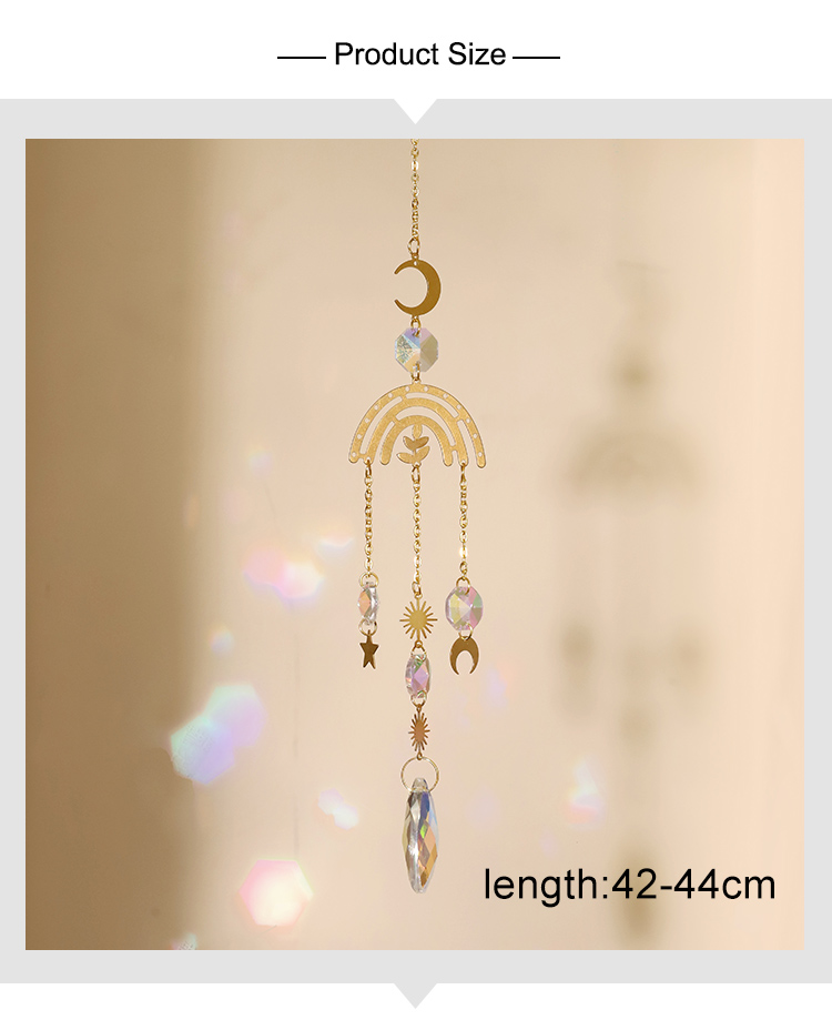 Set of 4 Copper Alloy Pendant Wind Chimes – Moon Plate, Rainbow Flower, Earth, Cloud