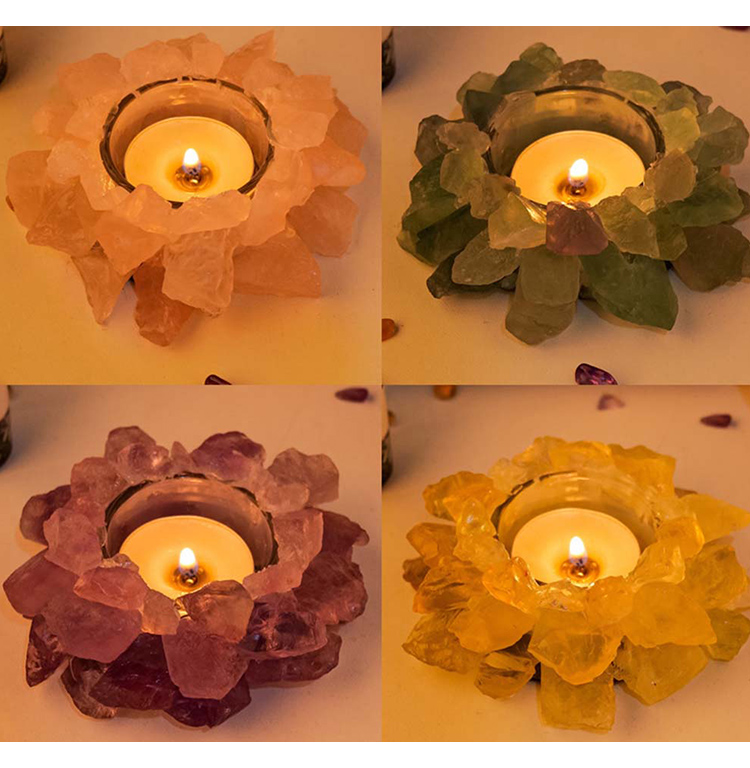 Crystal Glow Series – Raw Stone Candle Holders
