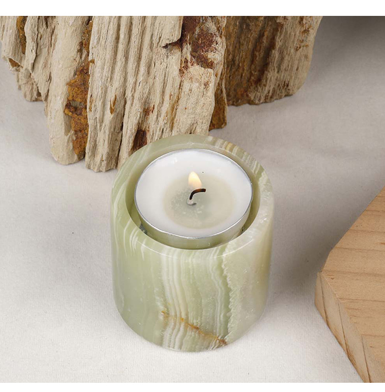 Striped Afghan Jade Candle Holder – 5cm Height, 4cm DiameterStriped Afghan Jade Candle Holder – 5cm Height, 4cm Diameter