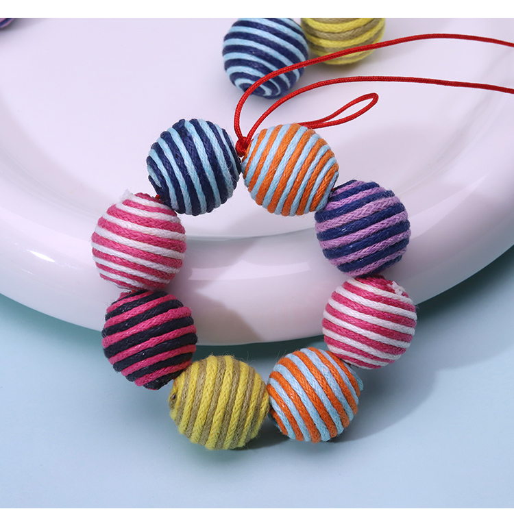 15mm Striped Yarn-Wrapped Beads – Mixed Color Series