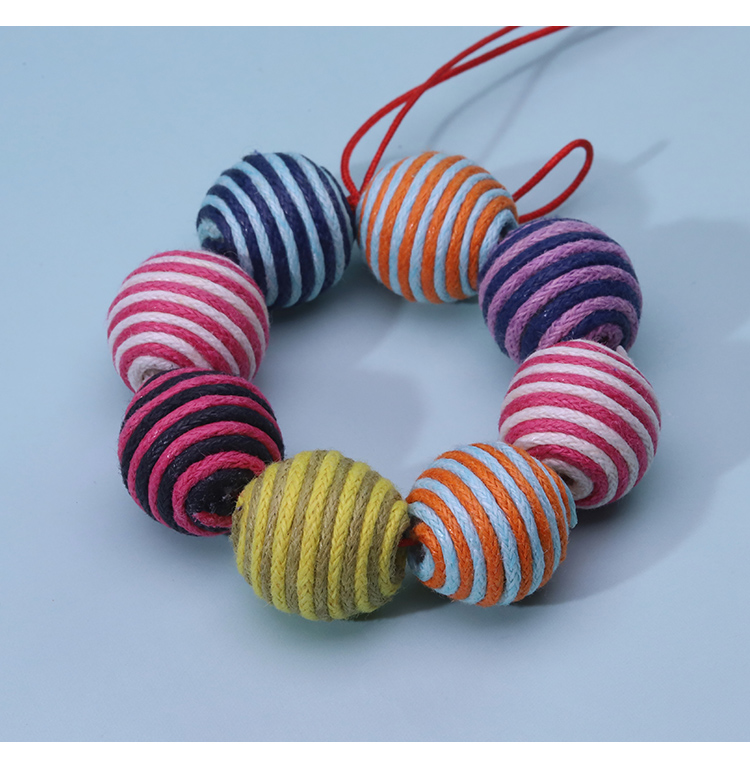 15mm Striped Yarn-Wrapped Beads – Mixed Color Series