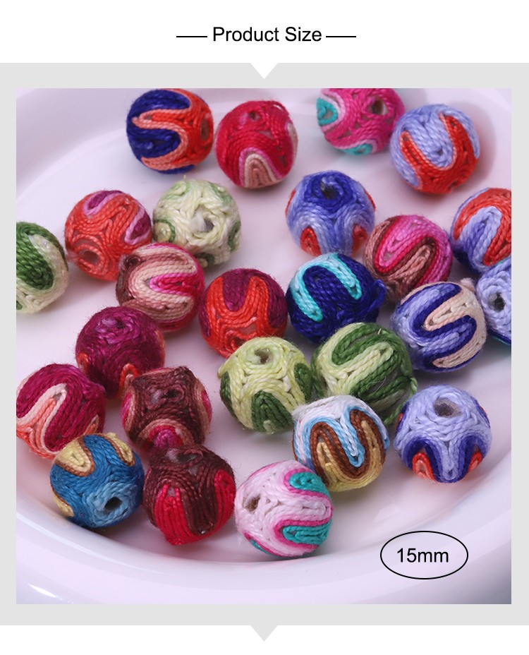 14mm Wavy Multicolor Yarn-Wrapped Beads – Stripe Blend Collection